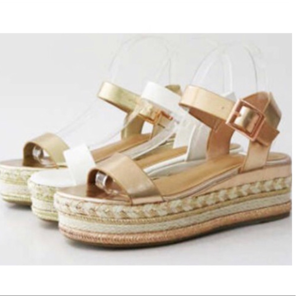 New- Rose Gold Sling Back Espadrille Sandals - Picture 5 of 5
